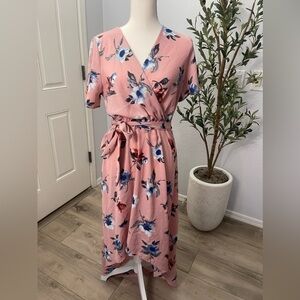 Pink Floral High Low Dress